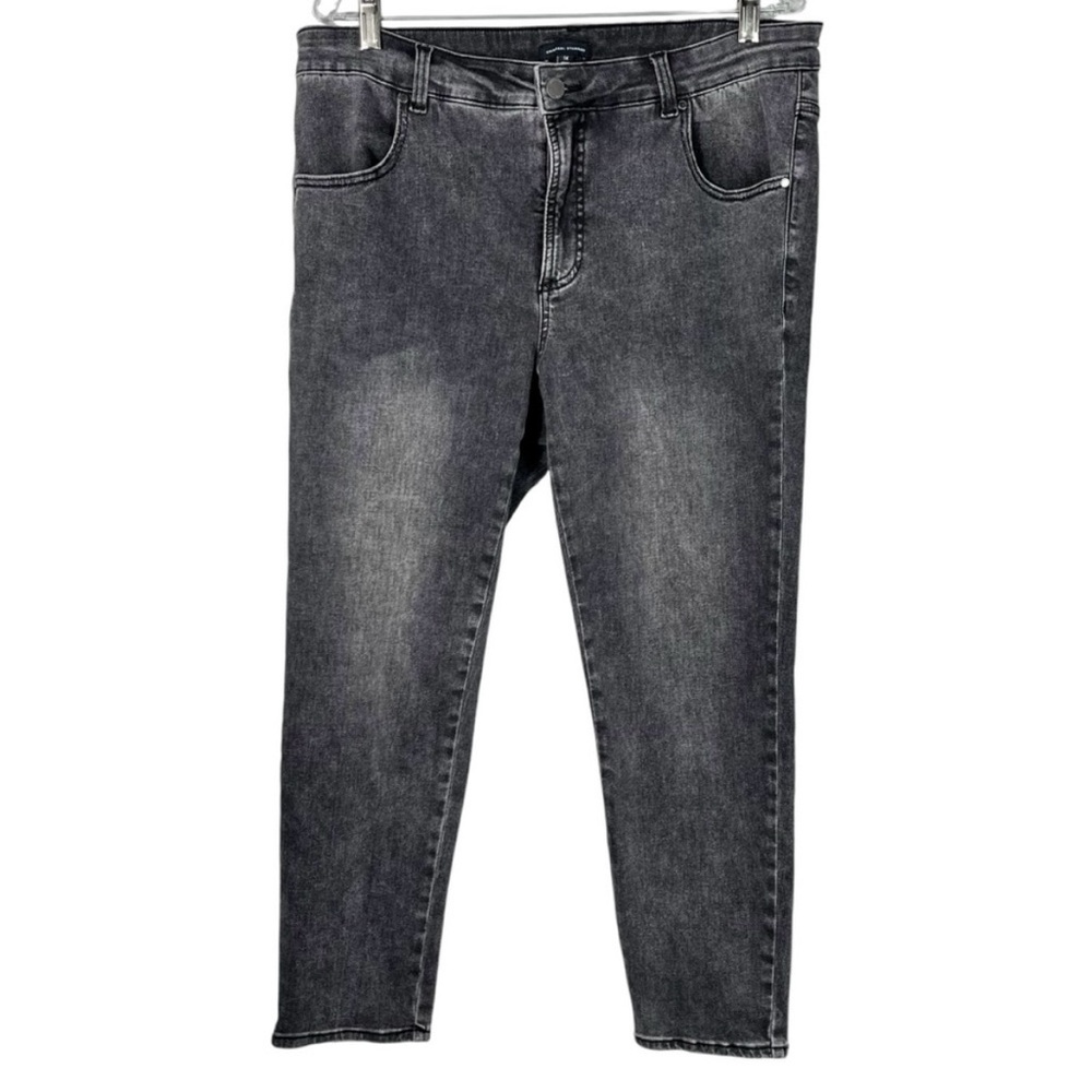 Universal Standard Gray Wash Distressed Stretch Denim Skinny Jeans 14 Plus